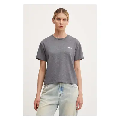 Bavlněné tričko A.P.C. t-shirt boxy petit vpc šedá barva, COHBQ.F26390