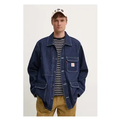 Džínová bunda Levi's pánská, tmavomodrá barva, přechodná, oversize, A0744