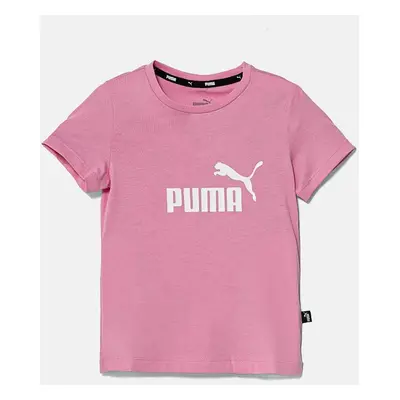 Dětské bavlněné tričko Puma růžová barva