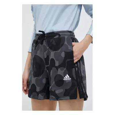 Kraťasy adidas dámské, černá barva, vzorované, medium waist