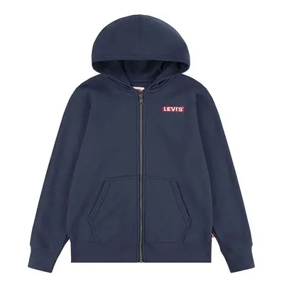 Kojenecká mikina Levi's BOXTAB FULL ZIP HOODIE tmavomodrá barva, s kapucí, hladká, 6EJ762