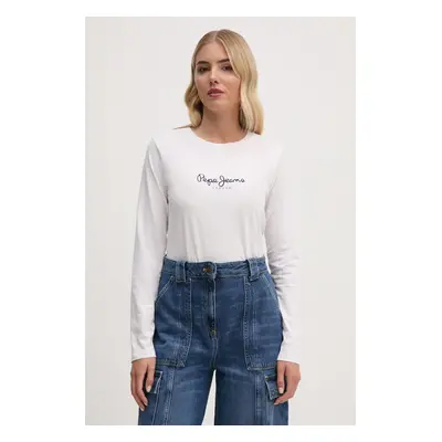 Bavlněné tričko s dlouhým rukávem Pepe Jeans FIORE LS bílá barva, PL505947