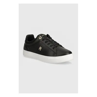 Kožené sneakers boty Tommy Hilfiger ELEVATED ESSENT SNEAKER MONOGRAM černá barva, FW0FW07999