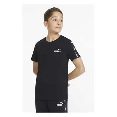 Dětské bavlněné tričko Puma Ess Tape Tee B černá barva, s potiskem