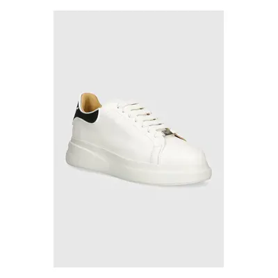 Kožené sneakers boty Philipp Plein Lo-Top Mega Star bílá barva, USC0599 PLE005N 01