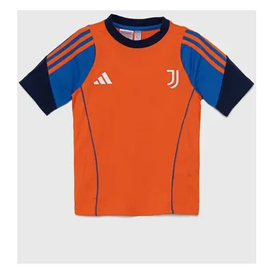 Dětské bavlněné tričko adidas Performance JUVE TEEY oranžová barva, s aplikací, IS5806