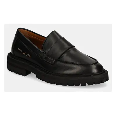 Kožené mokasíny Common Projects Chunky Loafer dámské, černá barva, na platformě, 6177