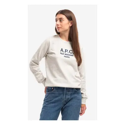 Bavlněná mikina A.P.C. Sweat Tina COEZD-F27561 MARINE dámská, tmavomodrá barva, s aplikací