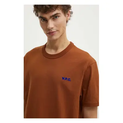 Bavlněné tričko A.P.C. t-shirt boxy petit vpc hnědá barva, COHBQ.H26391