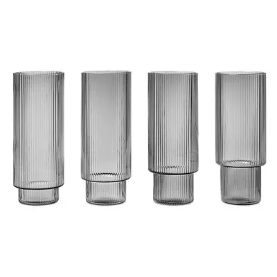 Sada sklenic na nápoje ferm LIVING Ripple Long Drink Glasses 4-pack