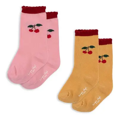 Dětské ponožky Konges Sløjd JAQUARD FRILL SOCKS 2-pack růžová barva, KS101360