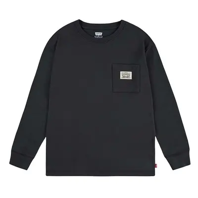 Dětská mikina Levi's LONG SLEEVE POCKET TEE černá barva, hladká, 8EL555