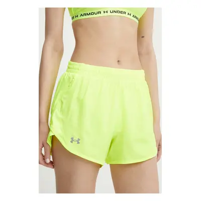 Běžecké šortky Under Armour Fly By žlutá barva, high waist