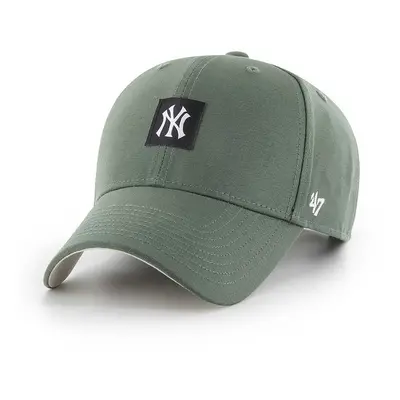 Bavlněná baseballová čepice 47brand MLB New York Yankees zelená barva, s aplikací, B-CMPSP17GWP-