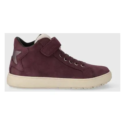 Dětské semišové sneakers boty Geox J36HYC 022BH J THELEVEN WPF fialová barva