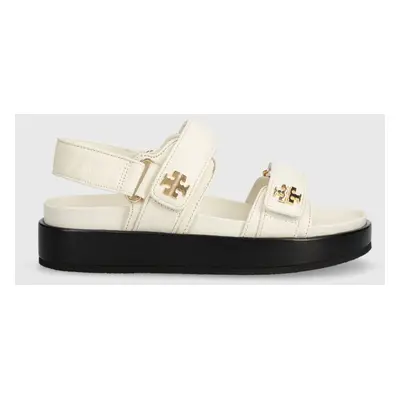 Kožené sandály Tory Burch Kira Sport Sandal dámské, béžová barva, na platformě, 144328.104