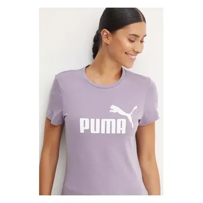 Dětské bavlněné tričko Puma fialová barva