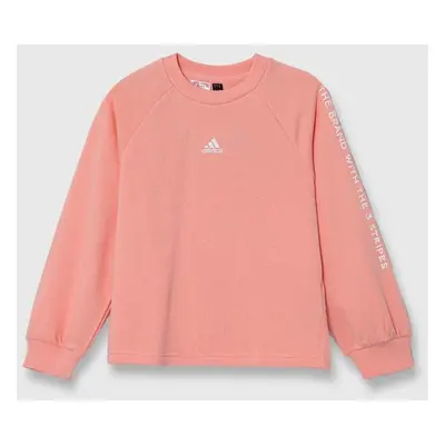 Dětská mikina adidas JGAM CREW růžová barva, s potiskem, IV7044