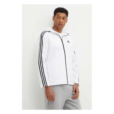 Bunda adidas Essentials pánská, bílá barva, přechodná, IB0382