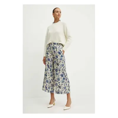 Hedvábné kalhoty Weekend Max Mara široké, high waist, 2425136061600