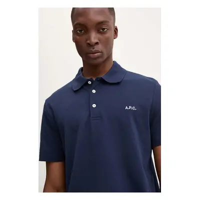 Bavlněné polo tričko A.P.C. polo standard GOTS tmavomodrá barva, COGWZ.H26342