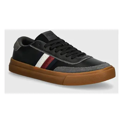 Kožené sneakers boty Tommy Hilfiger TH CUPSET 1A2 LTH MIX černá barva, FM0FM05118