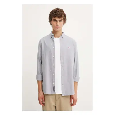 Bavlněná košile Tommy Jeans tmavomodrá barva, regular, s límečkem button-down