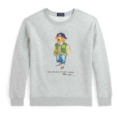 Dětská mikina Polo Ralph Lauren šedá barva, s potiskem, 323960439003