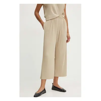 Kalhoty Max Mara Leisure dámské, béžová barva, střih culottes, high waist, 2426786027600