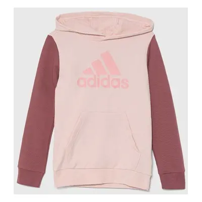 Dětská mikina adidas J BL CB HD růžová barva, s kapucí, s potiskem, IX9512