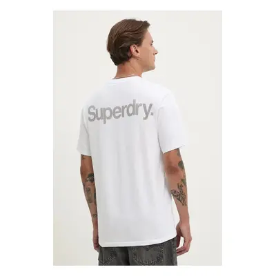 Bavlněné tričko Superdry bílá barva, s potiskem, M1012032A-T7X