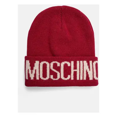 Čepice z vlněné směsi Moschino červená barva, z husté pleteniny, M5672 60102