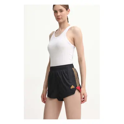 Kraťasy adidas Tiro dámské, černá barva, s aplikací, high waist, IW6801