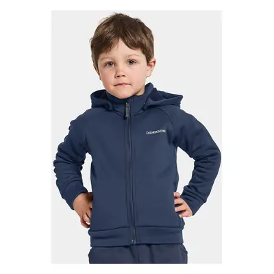 Dětská mikina Didriksons CORIN KIDS FULLZIP tmavomodrá barva, s kapucí, hladká