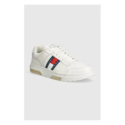 Kožené sneakers boty Tommy Jeans THE BROOKLYN LEATHER bílá barva, EM0EM01429