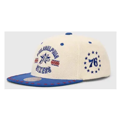 Kšiltovka Mitchell&Ness Philadelphia 76ERS béžová barva, s aplikací, HHSS7510-P76YYPPPOFWH