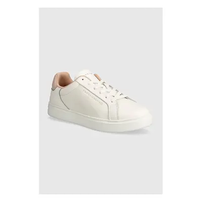 Kožené sneakers boty Tommy Hilfiger ESSENTIAL COURT SNEAKER béžová barva, FW0FW08000