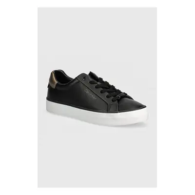 Sneakers boty Calvin Klein VULC LACE UP SAFF FOX W/MET BT černá barva, HW0HW02104