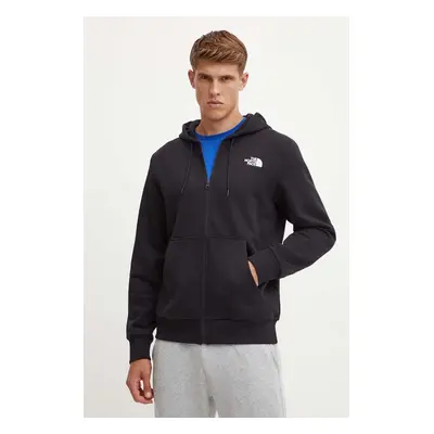 Mikina The North Face Simple Dome Full Zip Hoodie pánská, černá barva, s kapucí, s potiskem, NF0