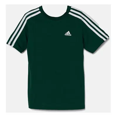 Dětské bavlněné tričko adidas U 3S TEE zelená barva, s aplikací, JF8744