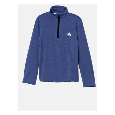 Dětská mikina adidas J HEA 1/2 ZIP modrá barva, melanžová, IY7782