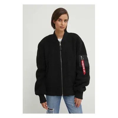 Bomber bunda Alpha Industries Ma-1 Teddy černá barva, přechodná, oversize, 108102.03-Black