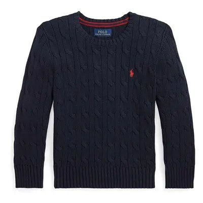 Dětský bavlněný svetr Polo Ralph Lauren tmavomodrá barva, 322702674060