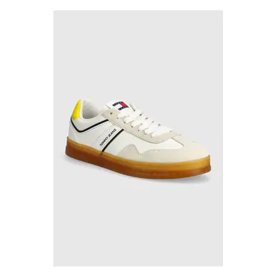 Sneakers boty Tommy Jeans TJM LEATHER RETRO CUPSOLE bílá barva, EM0EM01414