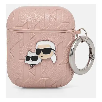 Pouzdro na airpod Karl Lagerfeld AirPods 1/2 cover růžová barva, KLA2PGKCPP