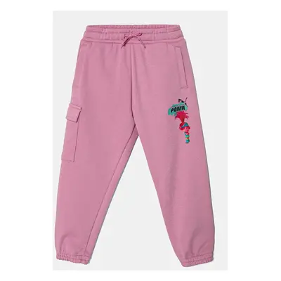 Dětské tepláky Puma X TROLLS Cargo Pants TR růžová barva, s potiskem, 627379