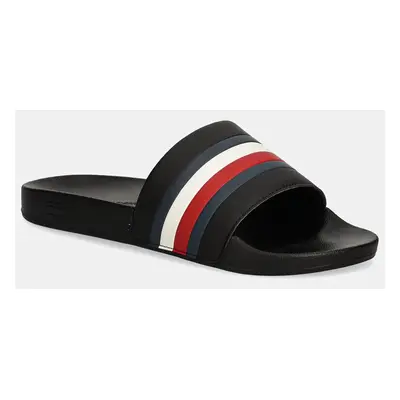 Pantofle Tommy Hilfiger HILFIGER POOL SLIDE pánské, černá barva, FM0FM05233