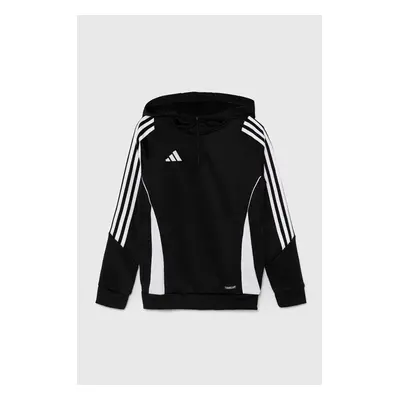 Dětská mikina adidas Performance TIRO24 TRHOODY černá barva, s kapucí, s aplikací, IJ9960