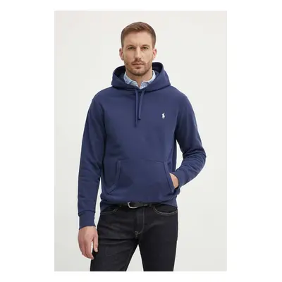 Bavlněná mikina Polo Ralph Lauren pánská, tmavomodrá barva, s kapucí, hladká, 710916690