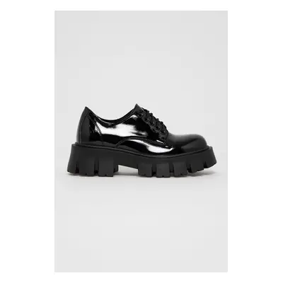 Polobotky Altercore Deidra Vegan Black Patent dámské, černá barva, na platformě